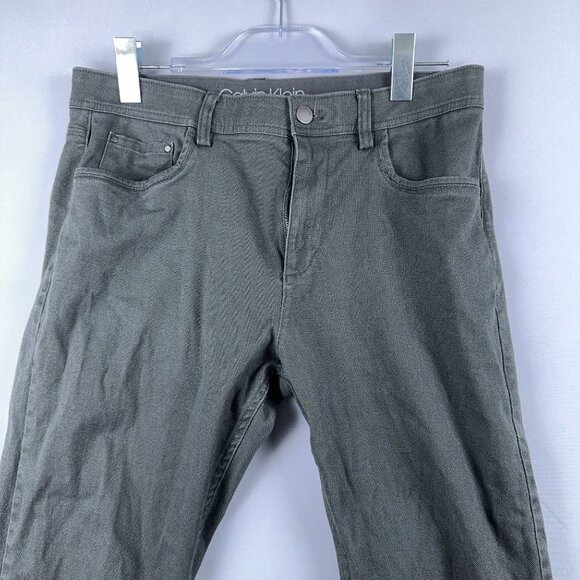 Calvin Klein Slim Straight Leg Jeans Mens Size W32X32L Mid Rise Olive Green - Picture 3 of 13
